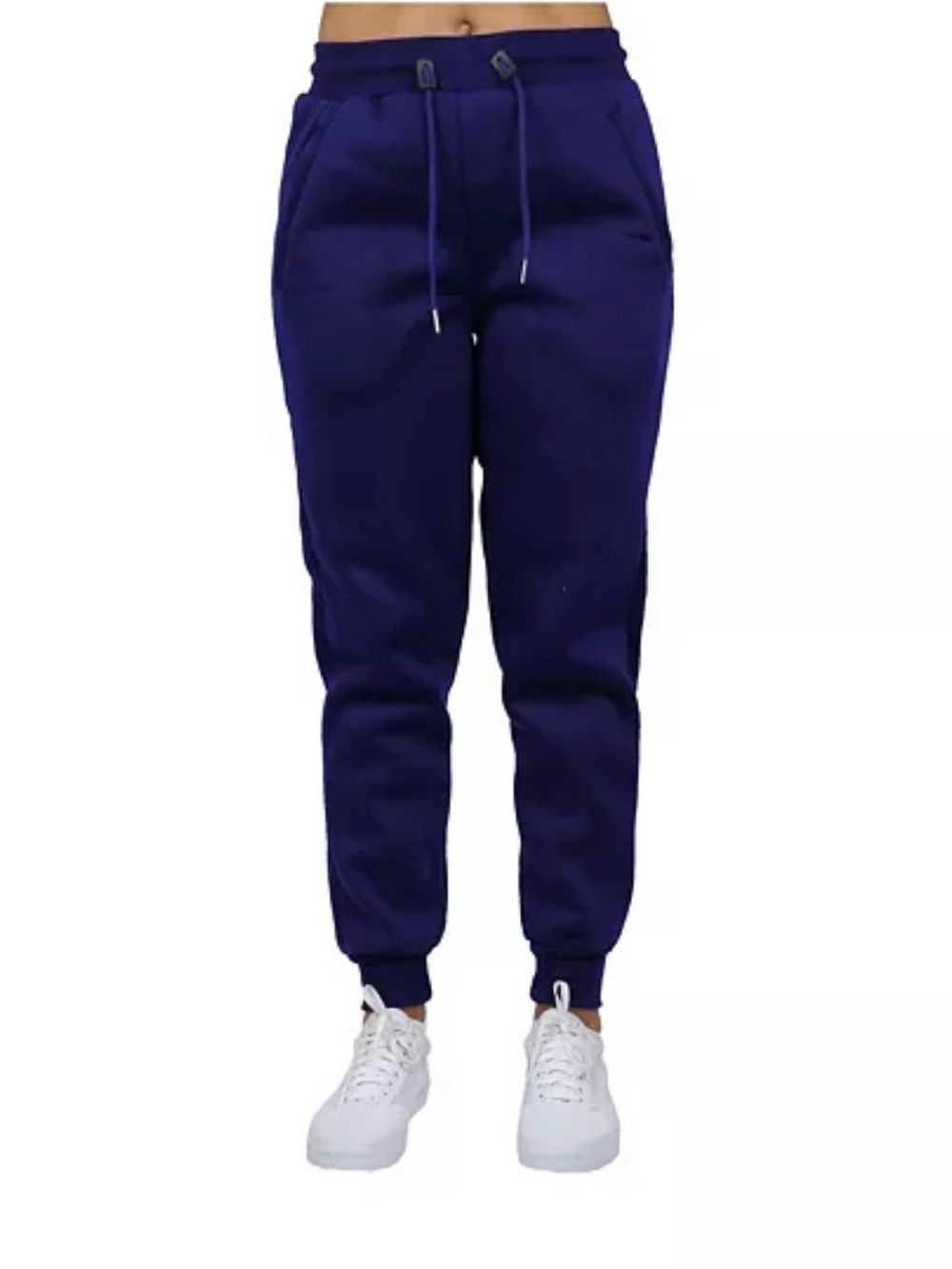 Blue Ice Loose Fit Fleece-Lined Cuffed Jogger Sweatpants Navy Large